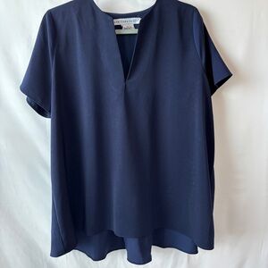 Gretchen Scott Sz L Navy Blue Oversized tunic classy, designer, Versatile Flowy